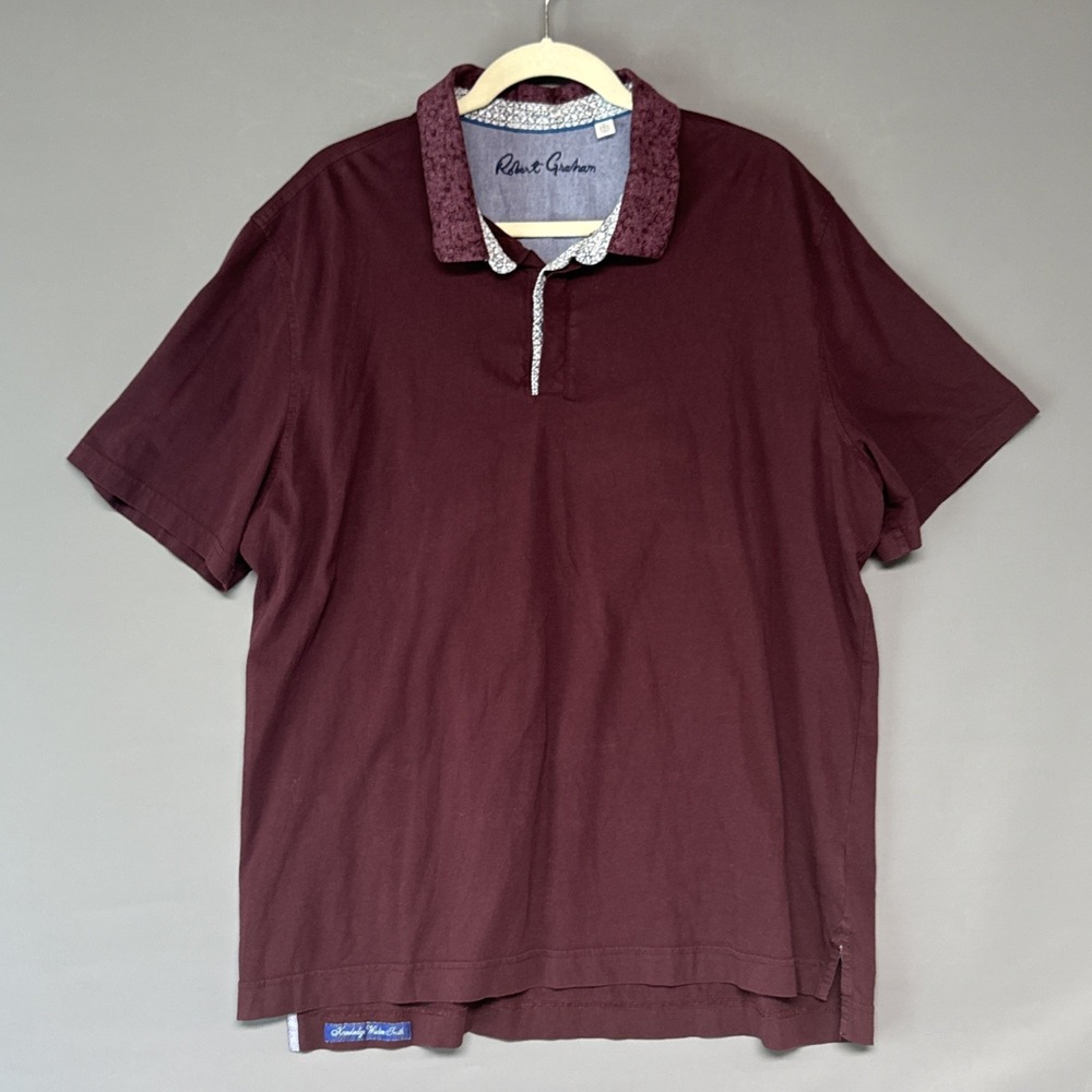 Robert Graham Mens Classic Fit Polo Shirt Sz 2XL Velvet Color Cotton Purple - Picture 1 of 4